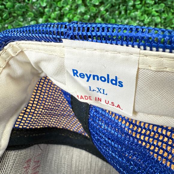 Vintage Adult Blue Reynolds Letter N 80s Hat Snapback Made in the USA Cap  L XL - Picture 6 of 7